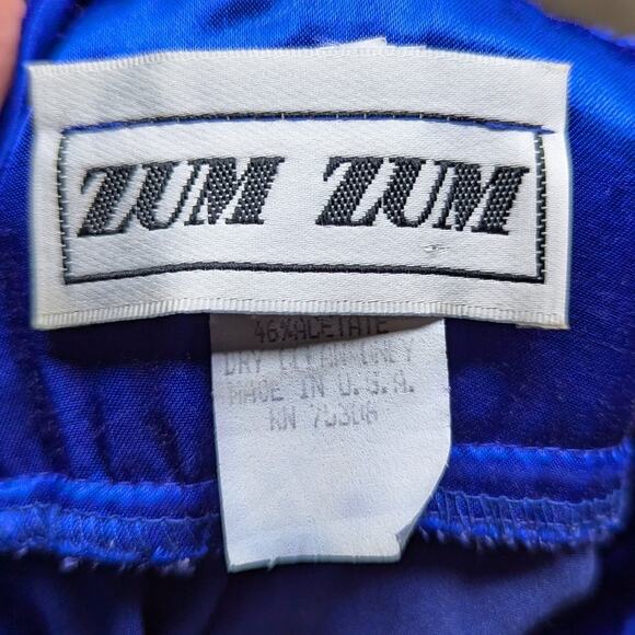 Vtg 1990s Zum Zum Blue Velvet Bow Accent Satin Skirt Maxi Prom Dress 3 4 - Picture 6 of 8